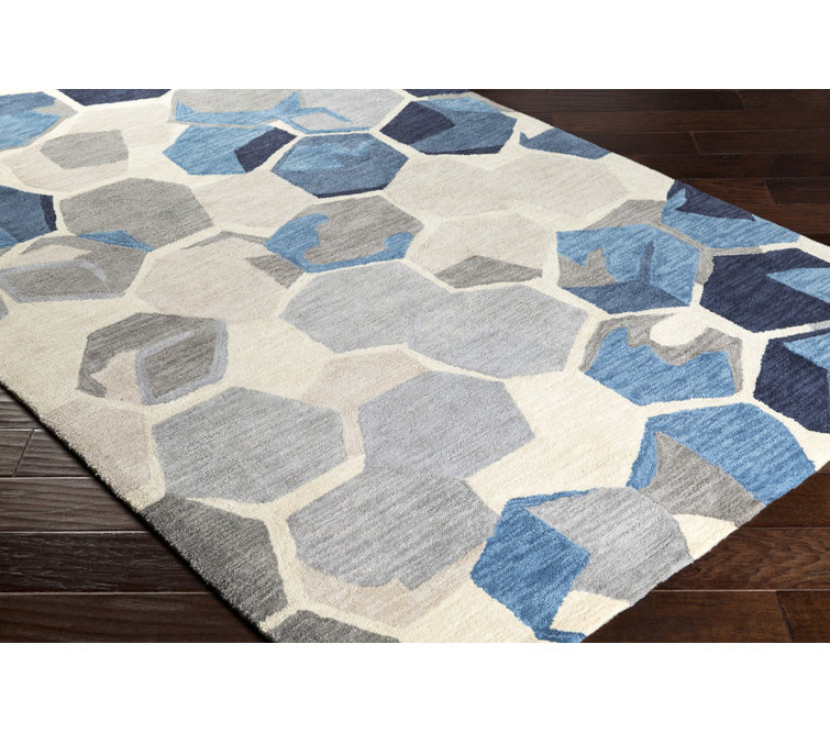 Wrought Studio Hebert Handmade Tufted Performance Gray/Blue/Beige Rug